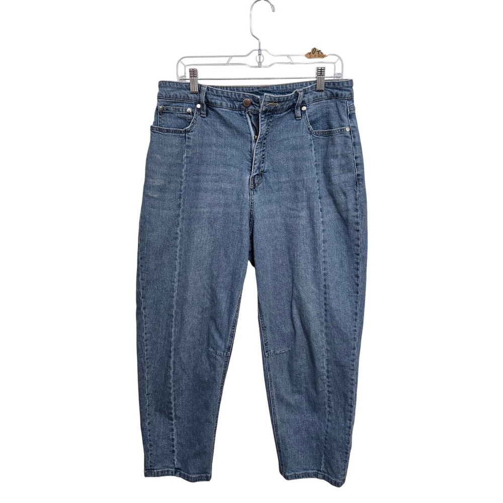 On 34th Womens Tapered Leg Seamed Front Jeans‎ Medium Wash Blue Size 12/31 Cropp